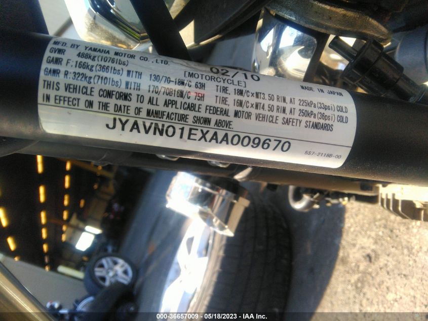 2010 YAMAHA XVS950 A - JYAVN01EXAA009670