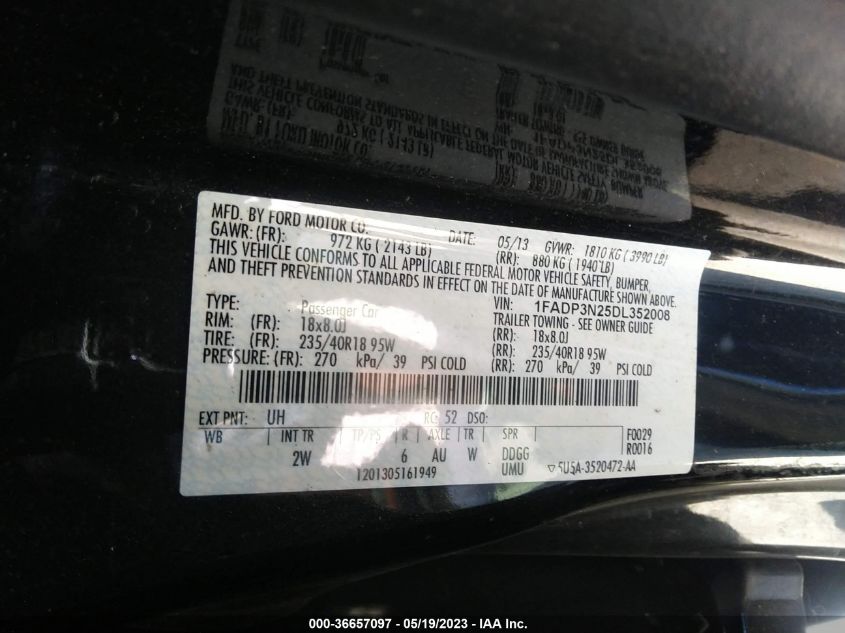 2013 FORD FOCUS TITANIUM - 1FADP3N25DL352008