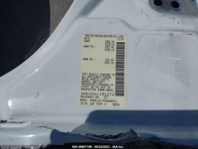 2020 NISSAN ALTIMA 2.5 SR - 1N4BL4CVXLC191272