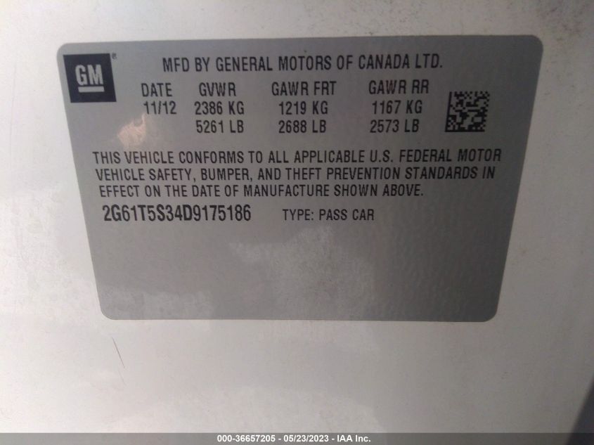 2013 CADILLAC XTS PREMIUM - 2G61T5S34D9175186