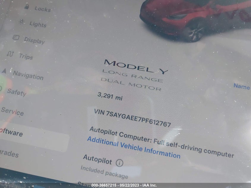 VIN 7SAYGAEE7PF612767 2023 TESLA MODEL Y LONG RANGE