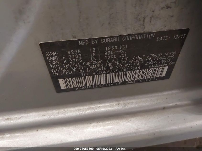 2018 SUBARU IMPREZA PREMIUM - 4S3GKAD68J3610645