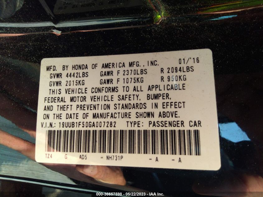 2016 ACURA TLX TECH - 19UUB1F50GA007282