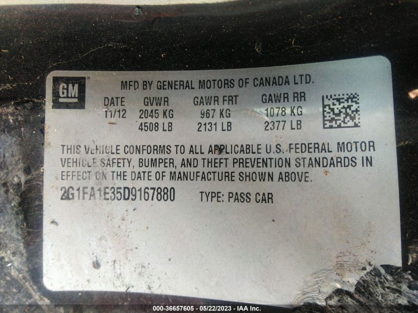 2013 CHEVROLET CAMARO LS - 2G1FA1E35D9167880