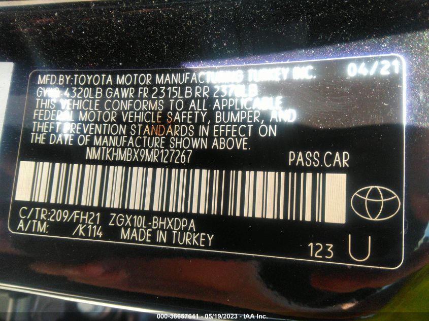 2021 TOYOTA C-HR LE/XLE/LIMITED/NIGHTSHADE - NMTKHMBX9MR127267