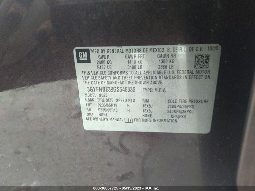 2016 CADILLAC SRX LUXURY COLLECTION - 3GYFNBE39GS546335