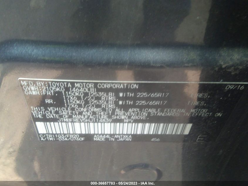 2017 TOYOTA RAV4 LE - JTMBFREV5HJ114839