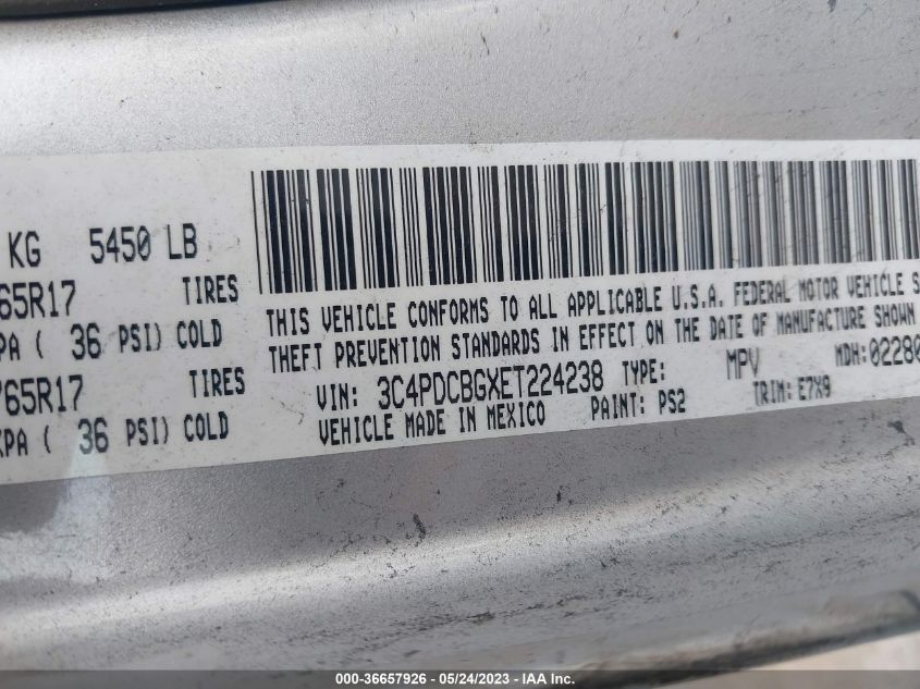 2014 DODGE JOURNEY SXT - 3C4PDCBGXET224238