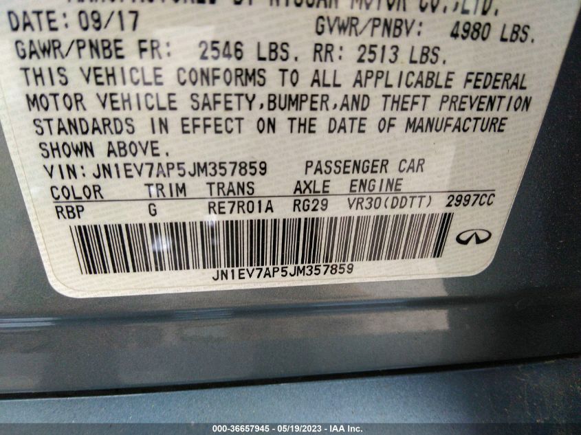 2018 INFINITI Q50 3.0T LUXE - JN1EV7AP5JM357859