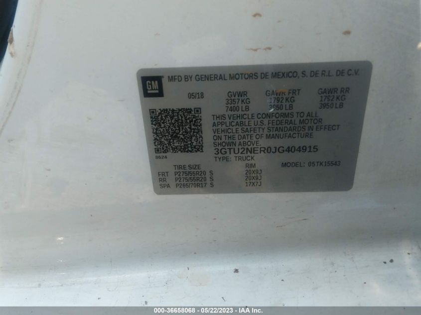 2018 GMC SIERRA 1500 SLT - 3GTU2NER0JG404915