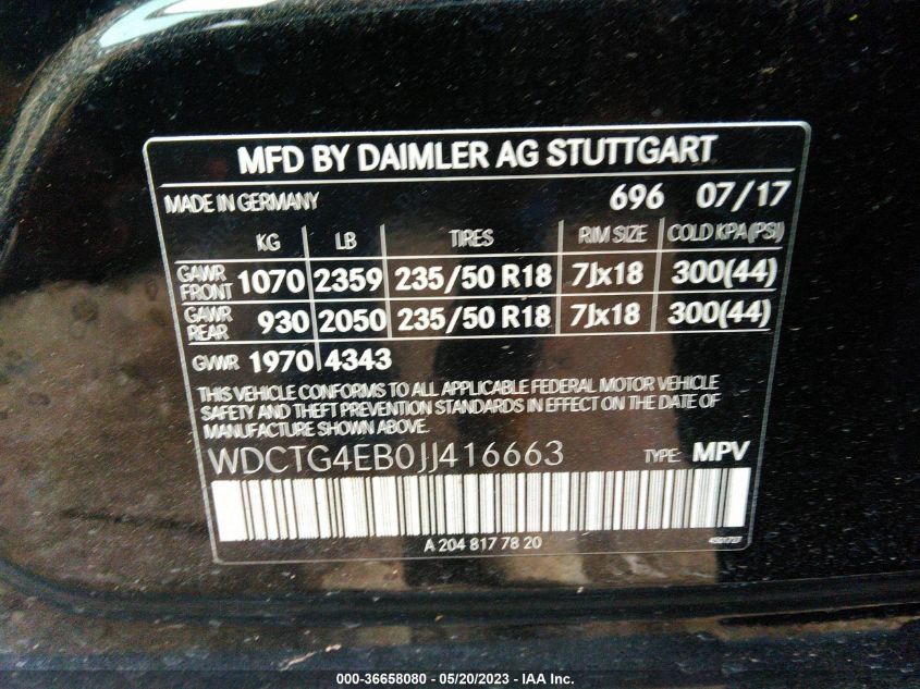 2018 MERCEDES-BENZ GLA GLA 250 - WDCTG4EB0JJ416663
