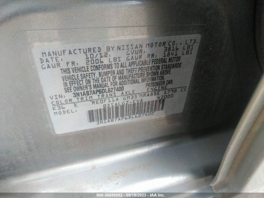 2013 NISSAN SENTRA SL - 3N1AB7AP6DL627400