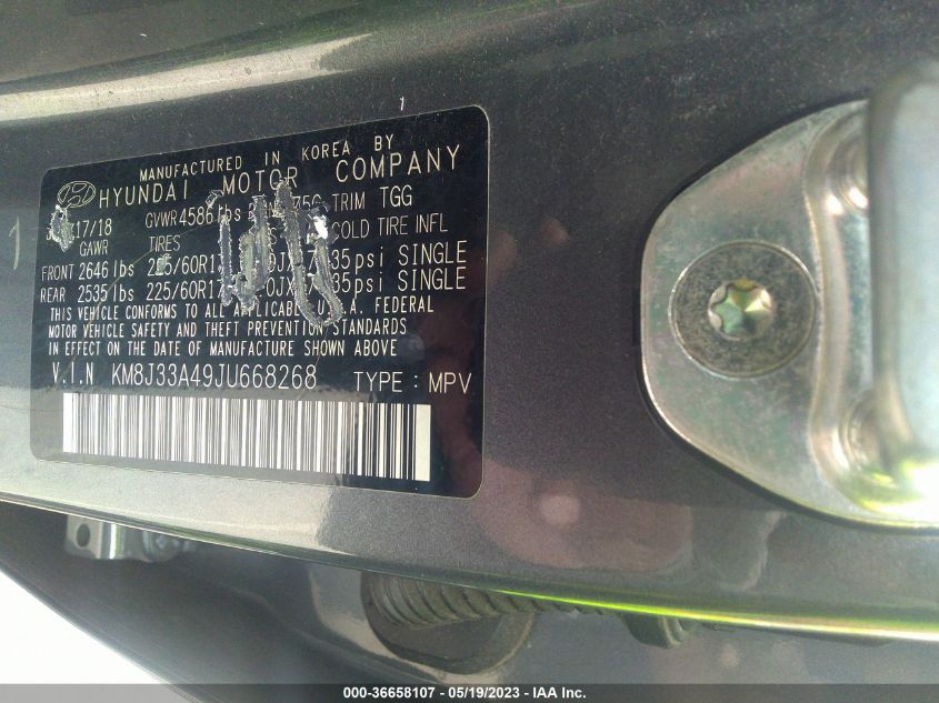 2018 HYUNDAI TUCSON SEL - KM8J33A49JU668268