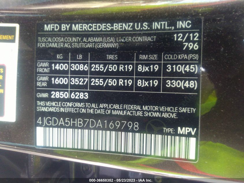 2013 MERCEDES-BENZ M-CLASS ML 350 - 4JGDA5HB7DA169798