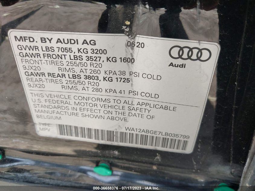 2020 AUDI E-TRON SPORTBACK PREMIUM PLUS - WA12ABGE7LB035799