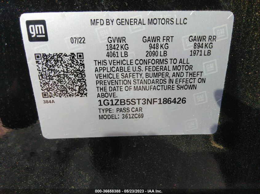 2022 CHEVROLET MALIBU LS - 1G1ZB5ST3NF186426
