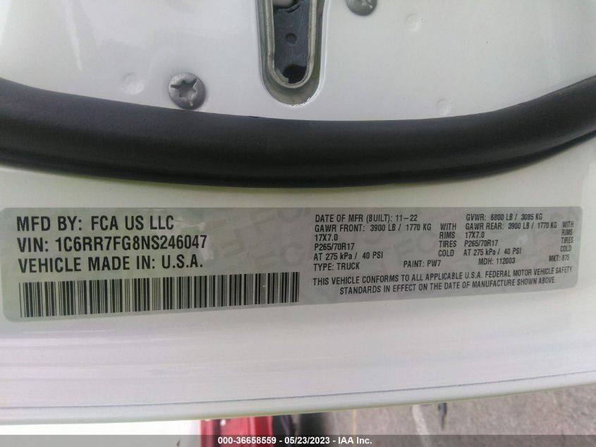 2022 RAM 1500 CLASSIC TRADESMAN - 1C6RR7FG8NS246047