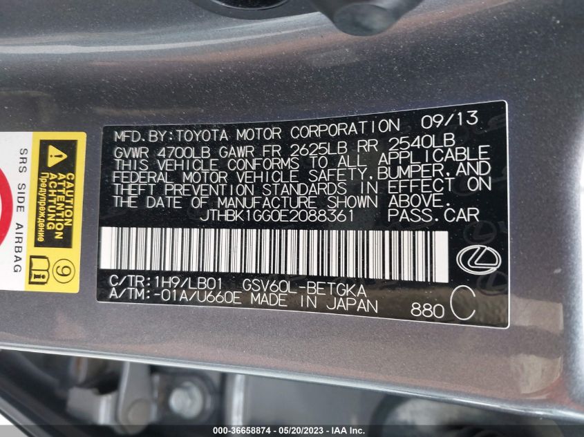 2014 LEXUS ES 350 - JTHBK1GG0E2088361