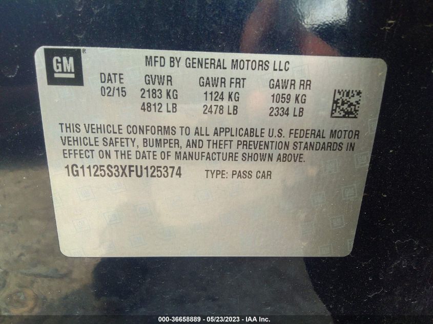 2015 CHEVROLET IMPALA LT - 1G1125S3XFU125374