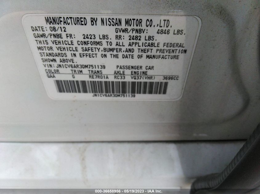 2013 INFINITI G37 SEDAN X - JN1CV6AR3DM751139