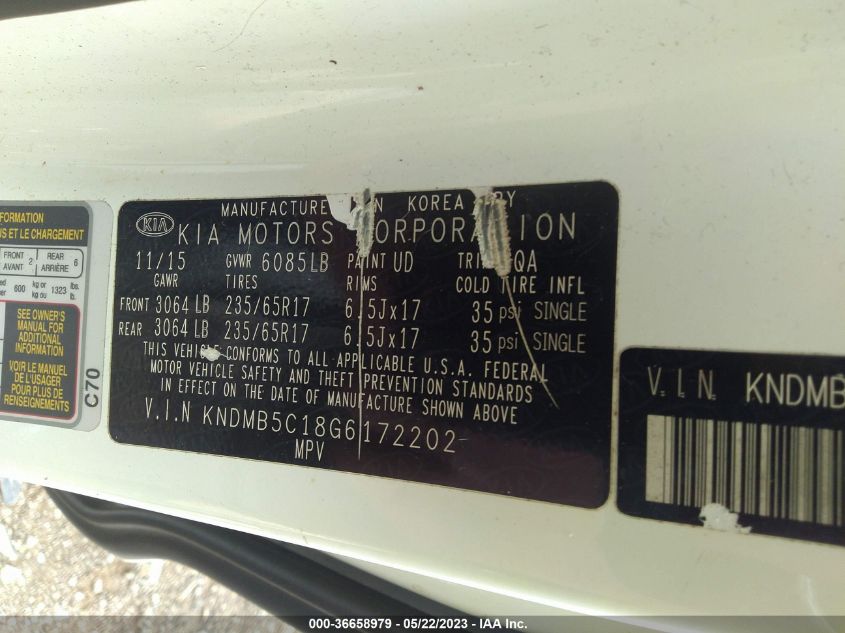 2016 KIA SEDONA LX - KNDMB5C18G6172202
