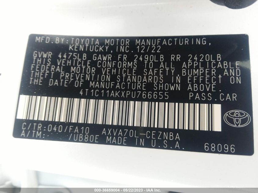 2023 TOYOTA CAMRY LE - 4T1C11AKXPU766655