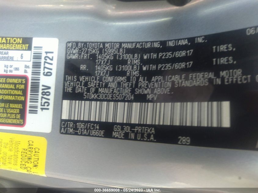 2014 TOYOTA SIENNA LE - 5TDKK3DC0ES507204