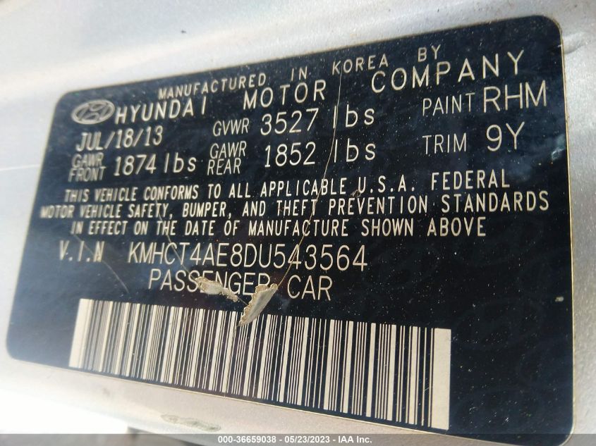 2013 HYUNDAI ACCENT GLS - KMHCT4AE8DU543564