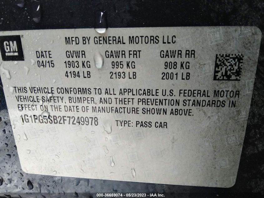 2015 CHEVROLET CRUZE LTZ - 1G1PG5SB2F7249978
