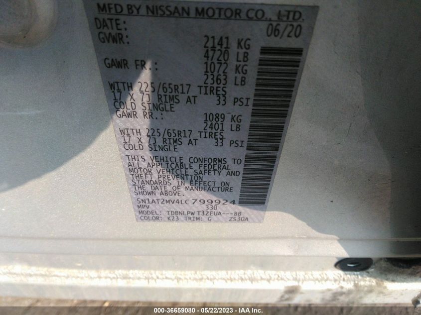 2020 NISSAN ROGUE S - 5N1AT2MV4LC799924