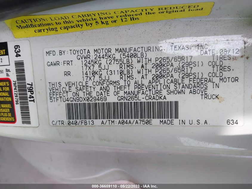 2013 TOYOTA TACOMA PRERUNNER - 5TFTU4GN9DX029469