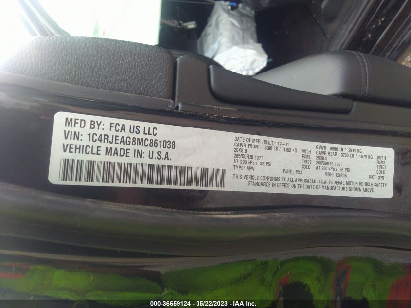 2021 JEEP GRAND CHEROKEE LAREDO X - 1C4RJEAG8MC861038