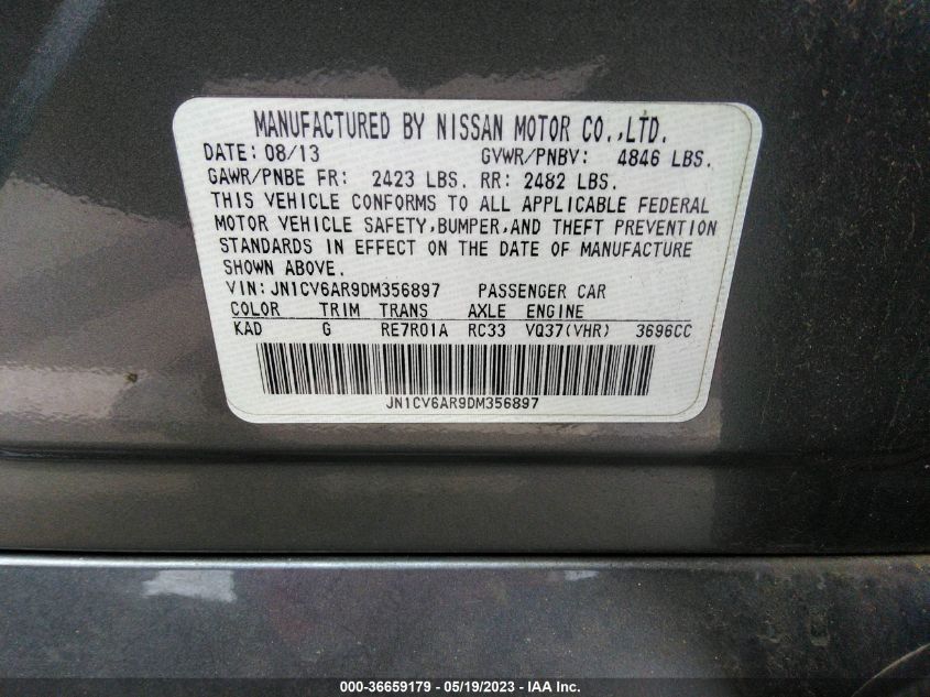 2013 INFINITI G37 SEDAN X - JN1CV6AR9DM356897