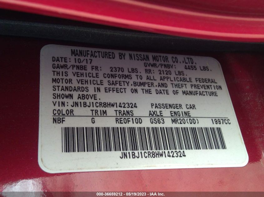 2017 NISSAN ROGUE SPORT SV - JN1BJ1CR8HW142324