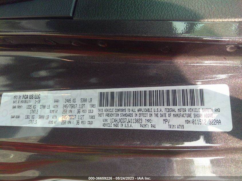 2018 JEEP WRANGLER UNLIMITED SPORT S - 1C4HJXDG7JW113023