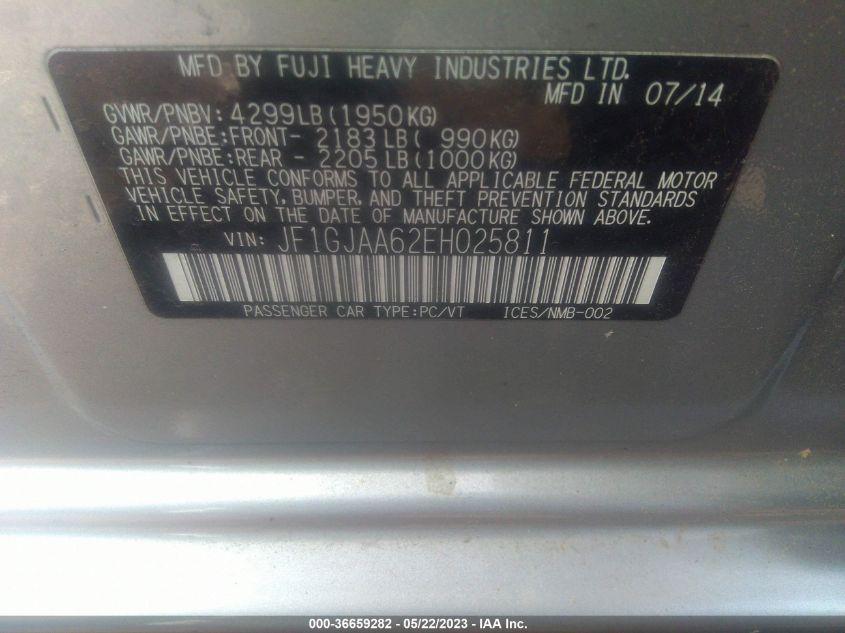 2014 SUBARU IMPREZA SEDAN - JF1GJAA62EH025811