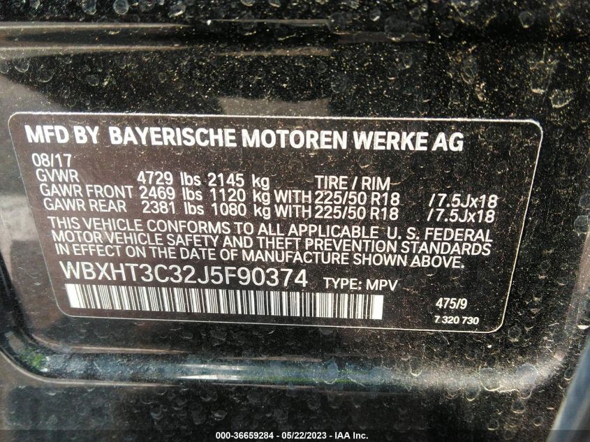 2018 BMW X1 XDRIVE28I - WBXHT3C32J5F90374