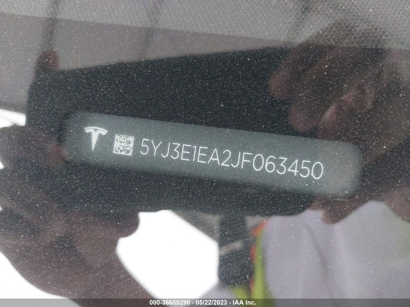 2018 TESLA MODEL 3 RANGE BATTERY - 5YJ3E1EA2JF063450