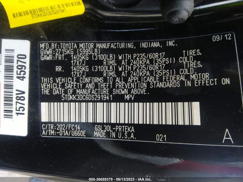2013 TOYOTA SIENNA LE - 5TDKK3DC6DS291941