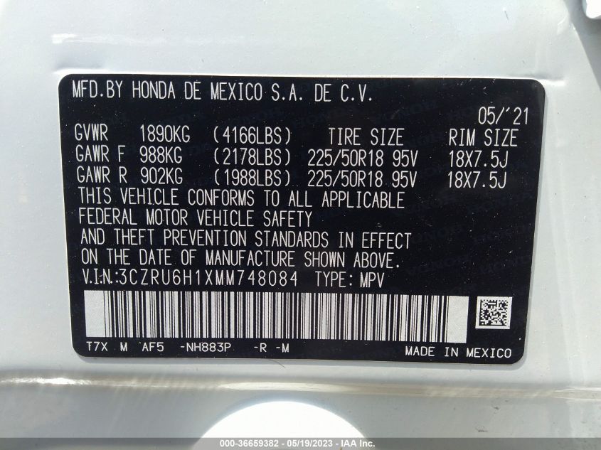 2021 HONDA HR-V SPORT - 3CZRU6H1XMM748084