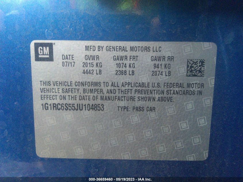 2018 CHEVROLET VOLT LT - 1G1RC6S55JU104853
