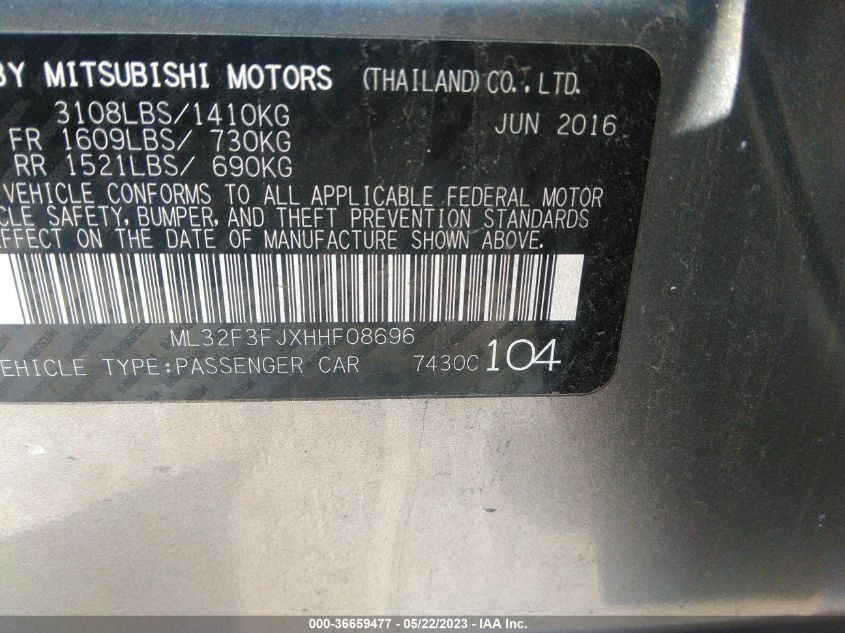 2017 MITSUBISHI MIRAGE G4 ES - ML32F3FJXHHF08696