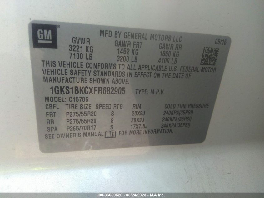 2015 GMC YUKON SLT - 1GKS1BKCXFR682905