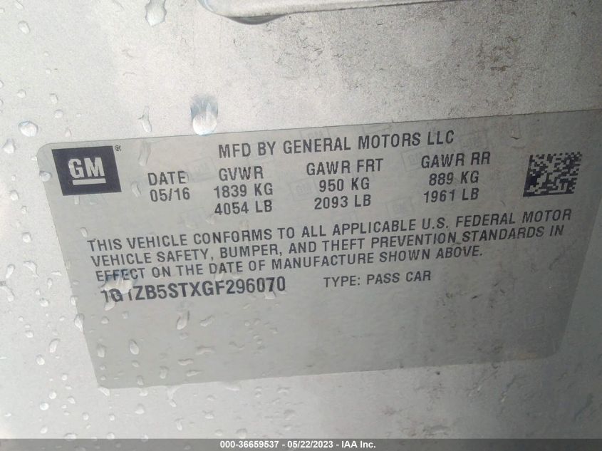 2016 CHEVROLET MALIBU LS - 1G1ZB5STXGF296070