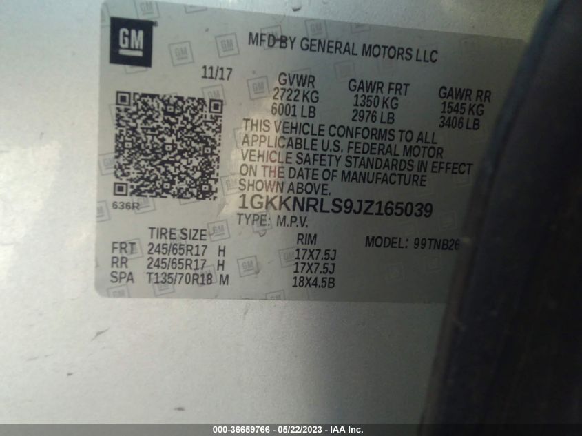 2018 GMC ACADIA SLE - 1GKKNRLS9JZ165039