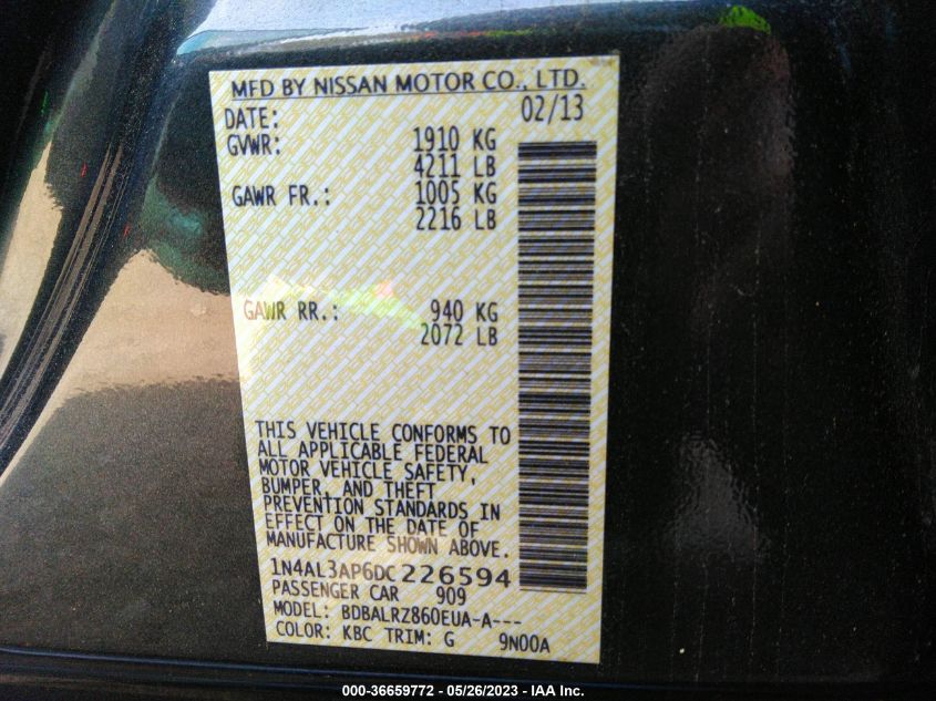 2013 NISSAN ALTIMA 2.5 S - 1N4AL3AP6DC226594