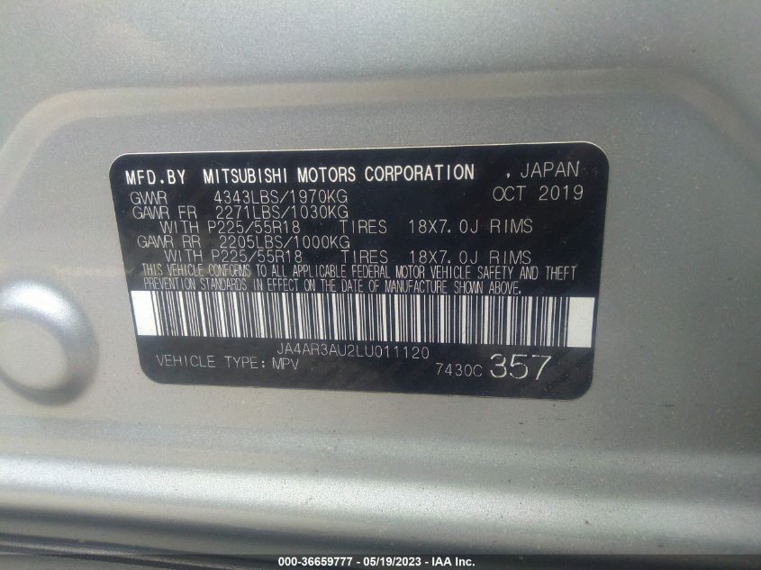 2020 MITSUBISHI OUTLANDER SPORT ES 2.0/SE 2.0 - JA4AR3AU2LU011120