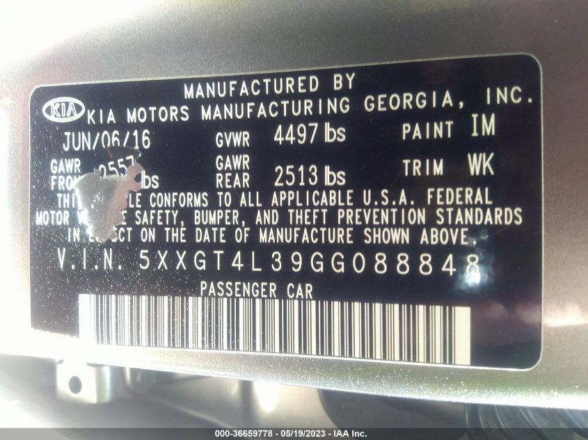 2016 KIA OPTIMA LX - 5XXGT4L39GG088848