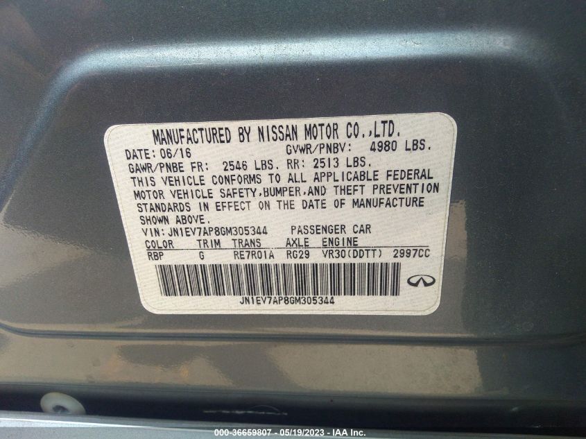 2016 INFINITI Q50 3.0T PREMIUM - JN1EV7AP8GM305344