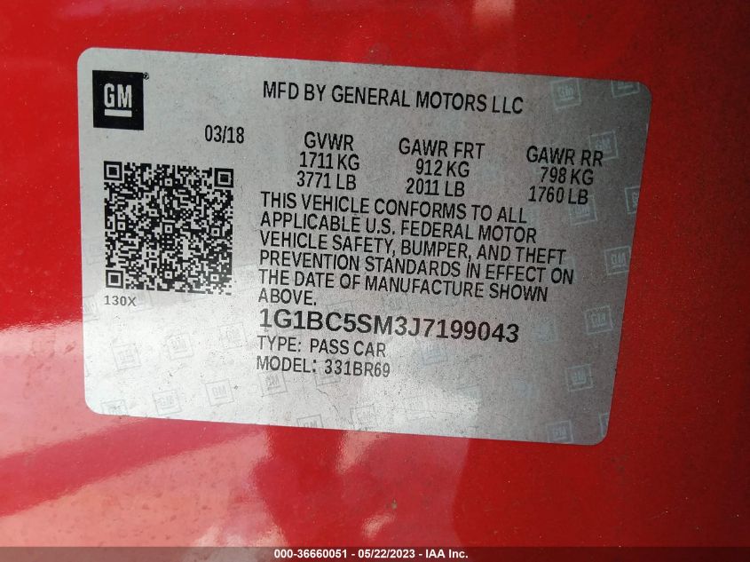 2018 CHEVROLET CRUZE LS - 1G1BC5SM3J7199043